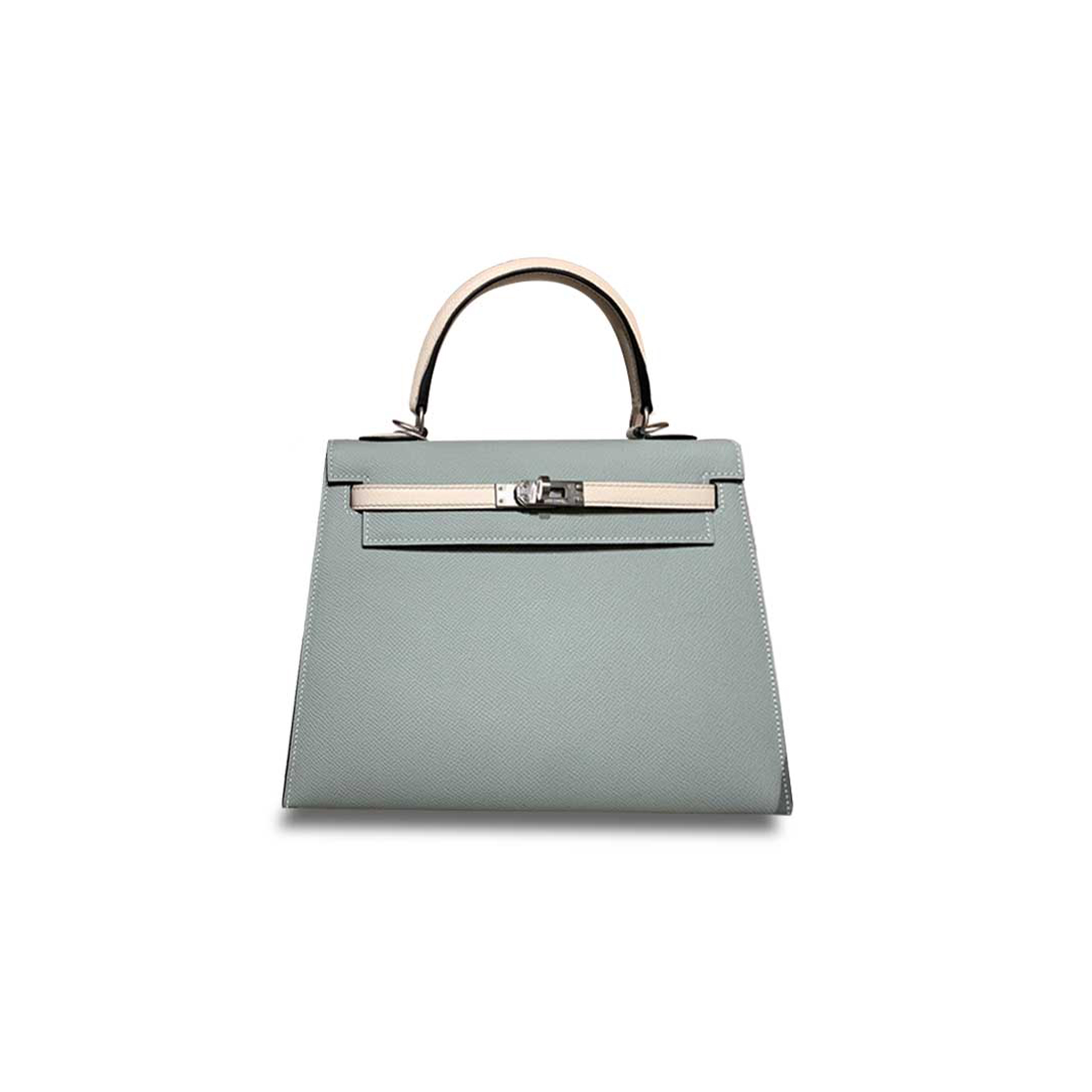 HERMÈS MASTER KELLY 25 EPSOM GLACIER BLUE MILKSHAKE PLATINUM BUCKLE (25*17*7cm) 